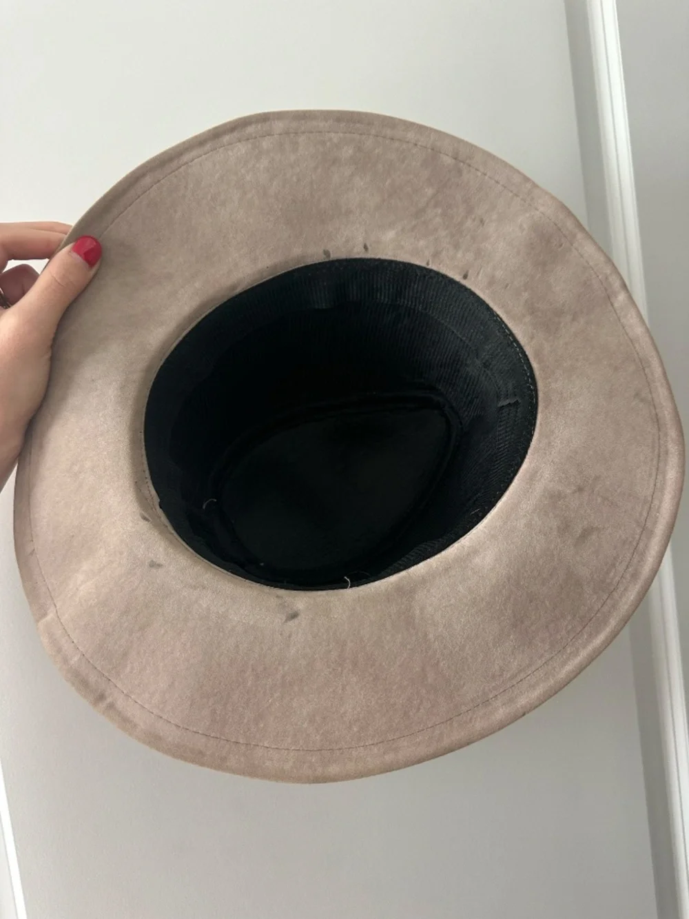 Grey Velvet Wide Brim Hat